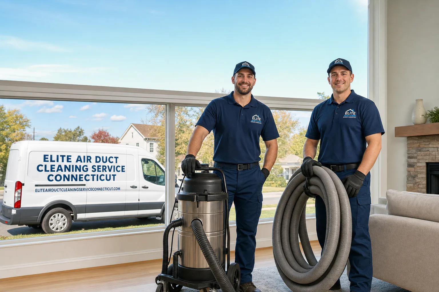 Elite Air Duct Cleaning Service Connecticut service vehicle and crew in Connecticut, CT